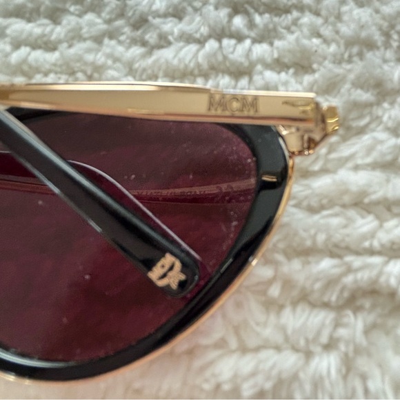 MCM Gold and Black Aviator Sunglasses - Picture 7 of 8